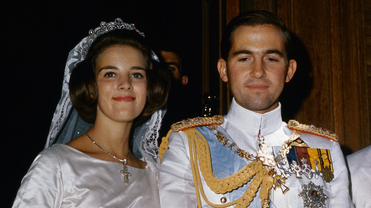 When the Olympian King married his Danish bride: How sailing gold medalist Constantine of Greece tied the knot with Queen Anne-Marie 60 years ago in gilded Athens ceremony... and Princess Anne was a bridesmaid