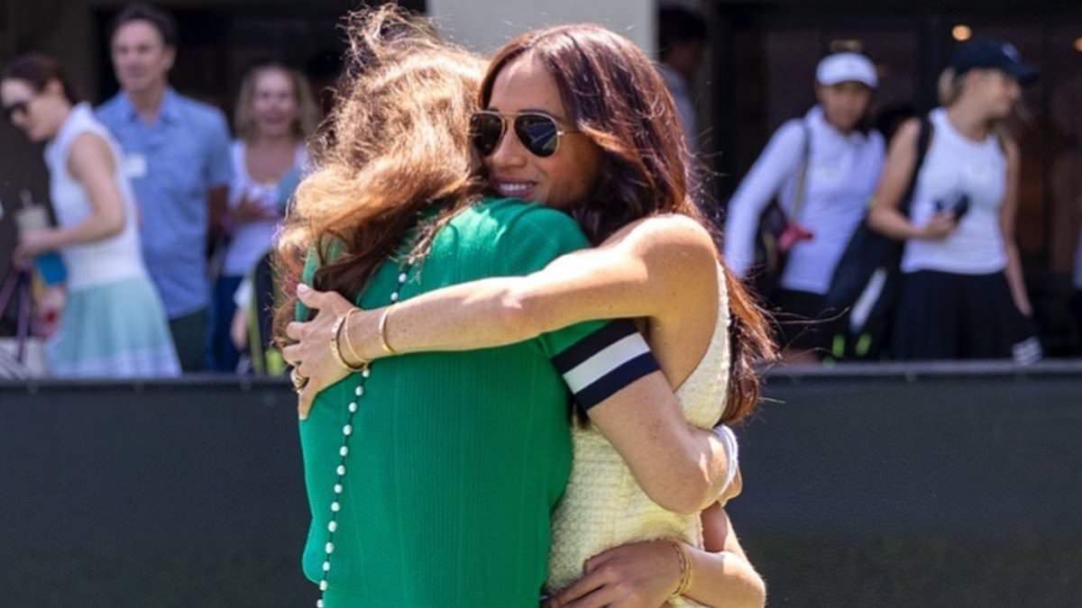 Meghan Markle looks sleek in £30,937 worth of clothes and jewellery at LA charity tennis tournament before Prince Harry's 40th birthday