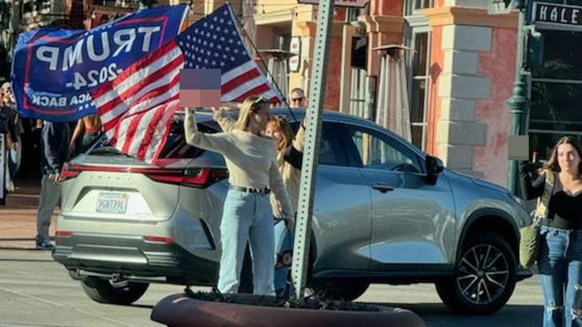 'Trump Train' trolls Meghan Markle, Prince Harry and Oprah Winfrey: President Elect's supporters hold procession through Montecito where 'liberal' locals give them the finger