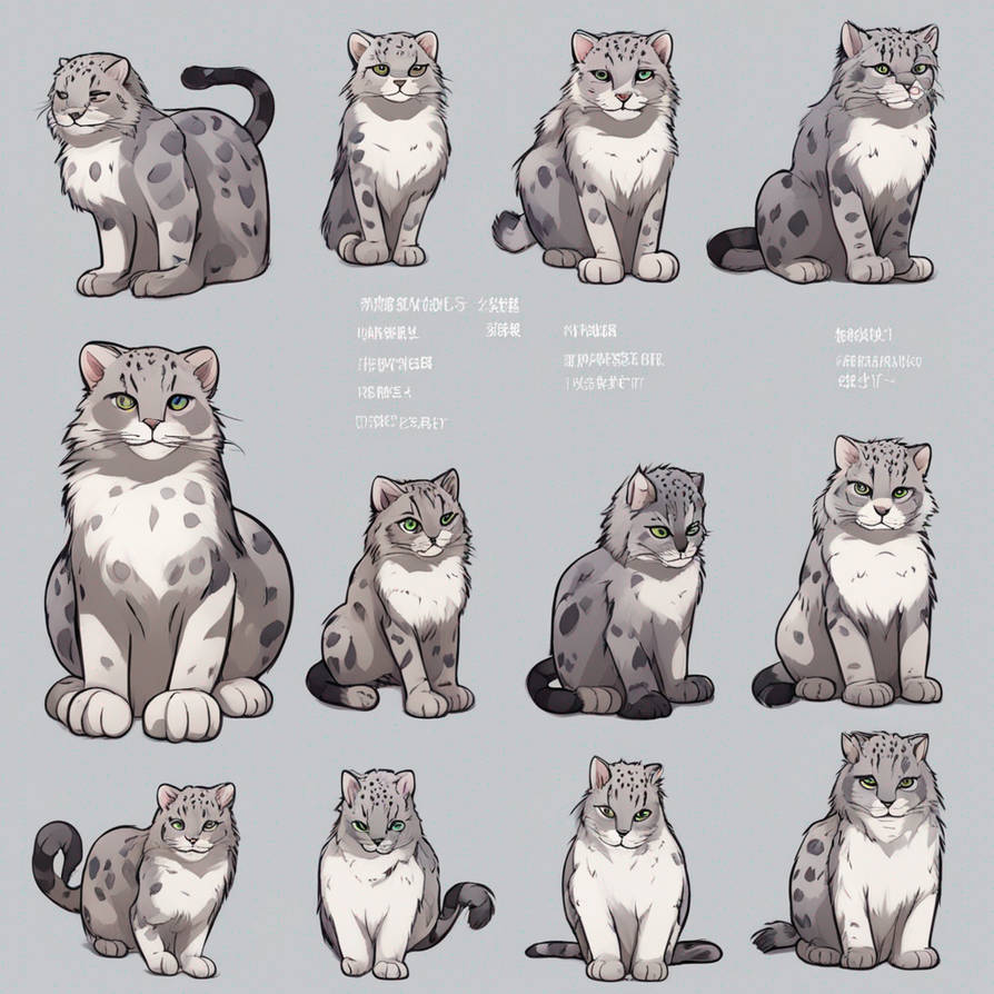 Snow leopard x Manul Cat character chart by sdegrnjjgynrt on DeviantArt