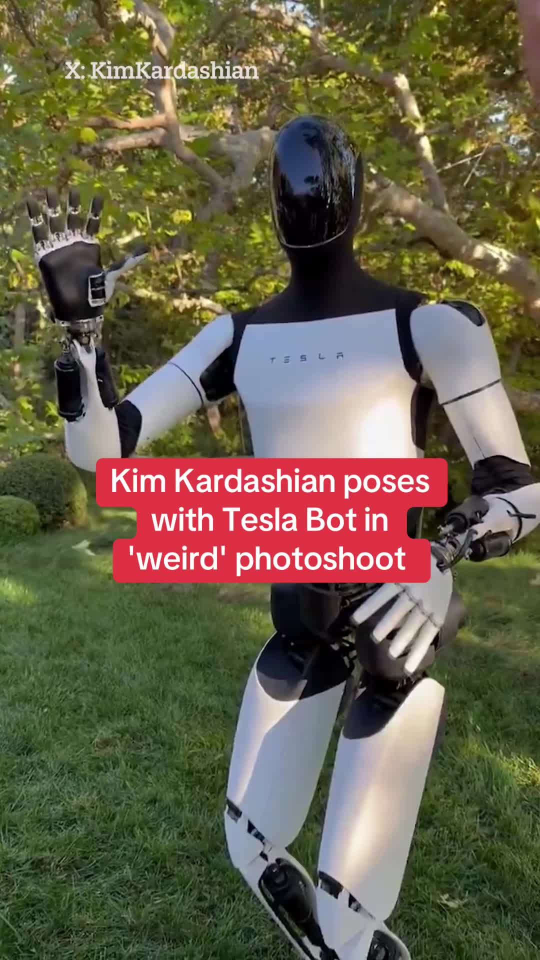 Fans have slammed the reality star for her 'weird' photoshoot with Elon Musk's Tesla Bot #robots #kimkardashian #kardashian #celebrity #celebritytiktok #tesla #elonmusk #uselection #kardashians