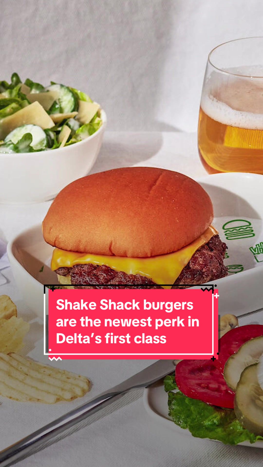 That pricey first-class airline ticket will soon come with a new perk: fast food. #Delta Air Lines is partnering with restaurant chain Shake Shack to offer cheeseburgers as an in-flight meal starting next month. The option will be available initially to first-class passengers on flights over 900 miles out of Boston, with more markets to follow in 2025, according to a statement Tuesday. #travel #business #airlines #ShakeShack #food