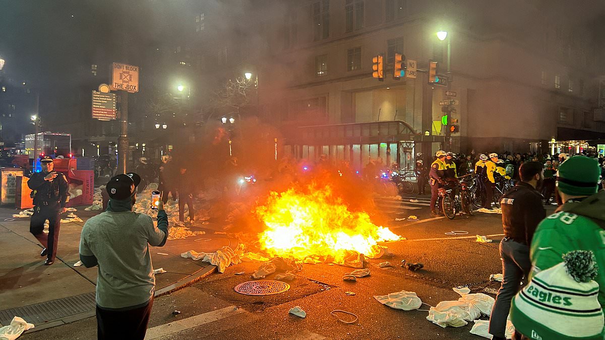 Chaos in Philadelphia as Eagles celebrations descend into riots and violence after Super Bowl victory