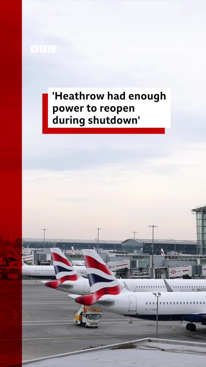 The chief executive of the National Grid said the fire was a "unique event", but that two other substations were capable of powering the airport in west London. #Heathrow #HeathrowAirport #Airport #Aviation #London #WestLondon #Fire #Power #PowerOutage #Flights #Travel #UK #News #BBCNews