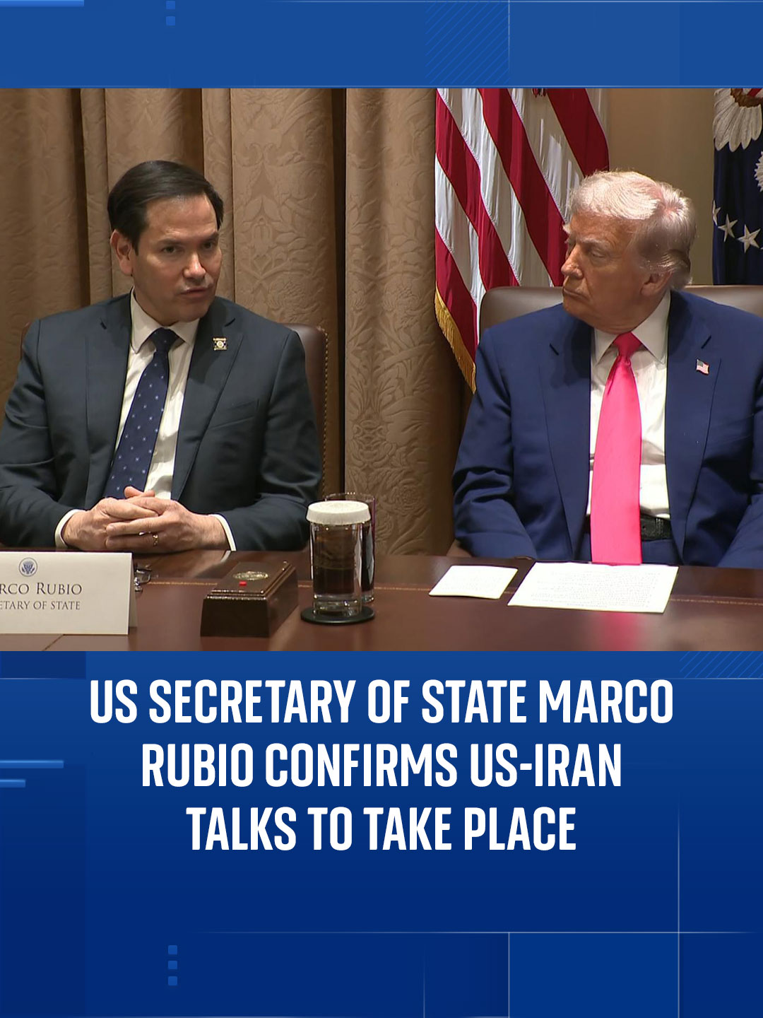US Secretary of State Marco Rubio says there will be 'direct talks' between the US and Iran this Saturday 'for the first time in a long time'. &quot;We hope that will lead to peace,&quot; he adds. #US #Iran #Talks #Trump #MarcoRubio