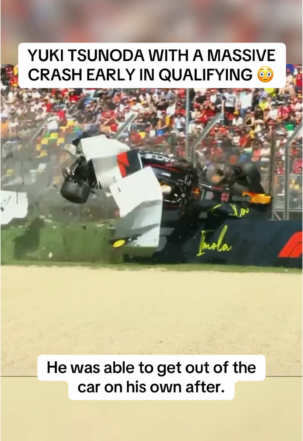 #YukiTsunoda was ok after this big crash at #Imola 🙏 #f1 #formula1 #redbull #italy