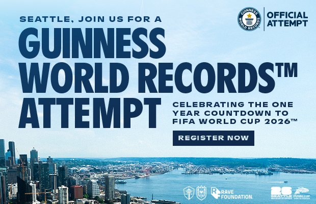 Seattle Soccer Community Comes Together in Attempt to Break Guinness World Record™ for Largest Soccer Lesson on Sunday, June 15 at Pier 62 in Seattle, Marking “One Year to Go” Until FIFA World Cup 26™