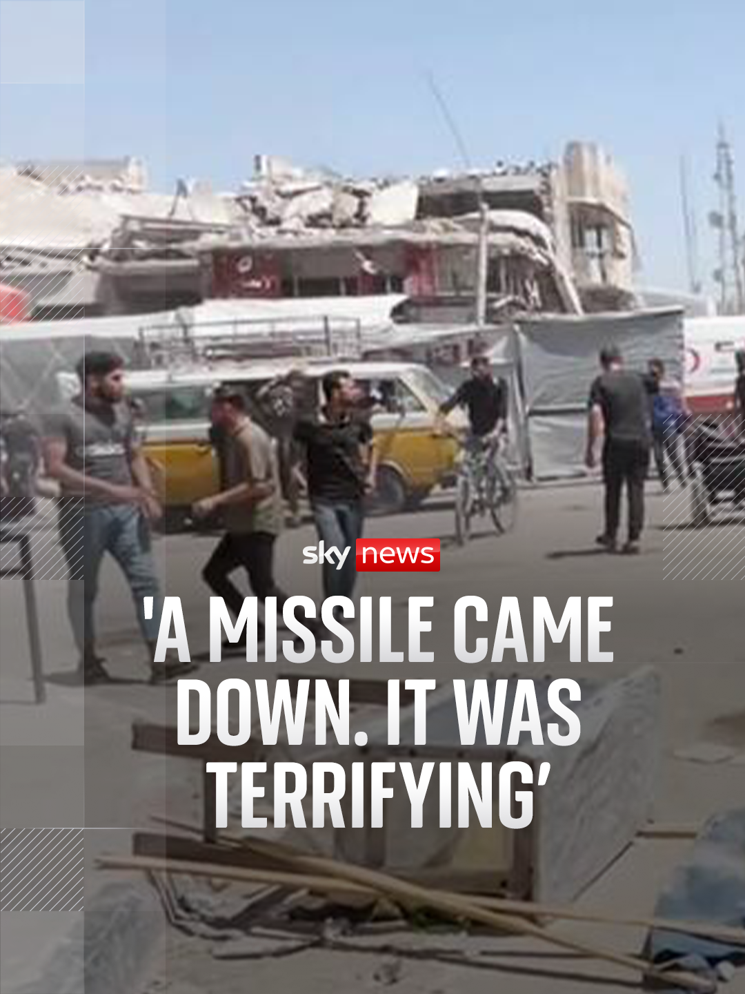 A Sky News camera team was able to film the aftermath of an Israeli strike on al-Saraya intersection in Gaza City. People were queuing for flour in the market nearby, when the airstrike reportedly killed 11 people.  #skynews #gaza