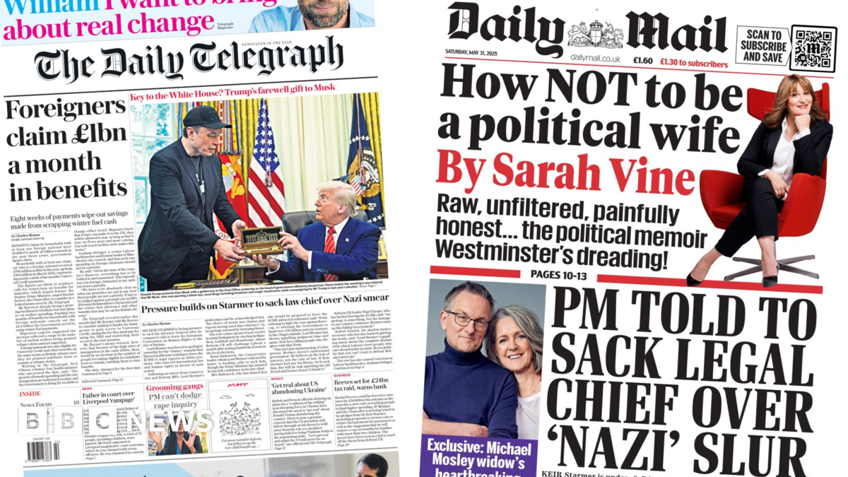 Newspaper headlines: 'Key worker' and 'Nazi' slur