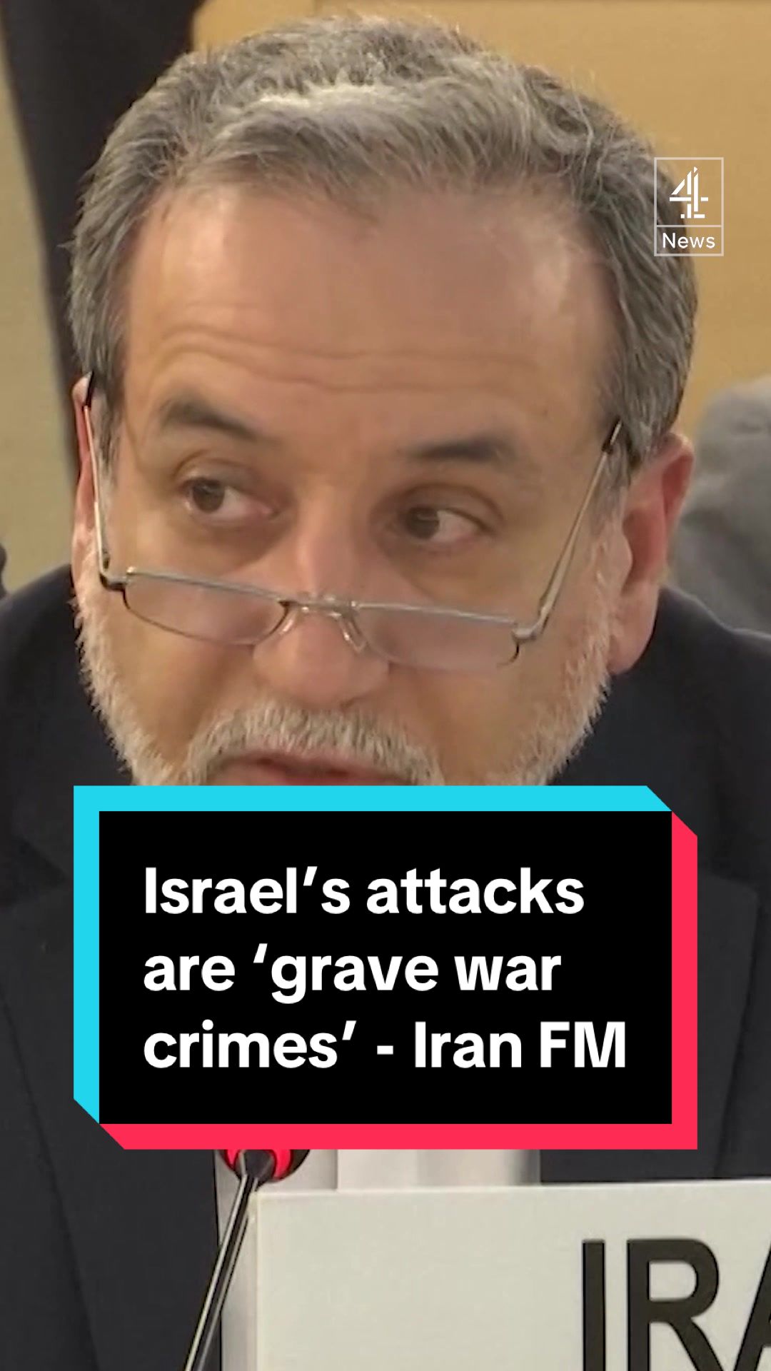 Iran's Foreign Minister Abbas Araghchi tells the UN Human Rights Council that Israel is committing "grave war crimes" by bombing the country's nuclear facilities, which is "absolutely banned under international law". #Iran #Israel #Araghchi #Nuclear #War #UN #UnitedNations #Geneva #HumanRights #InternationalNews #C4News