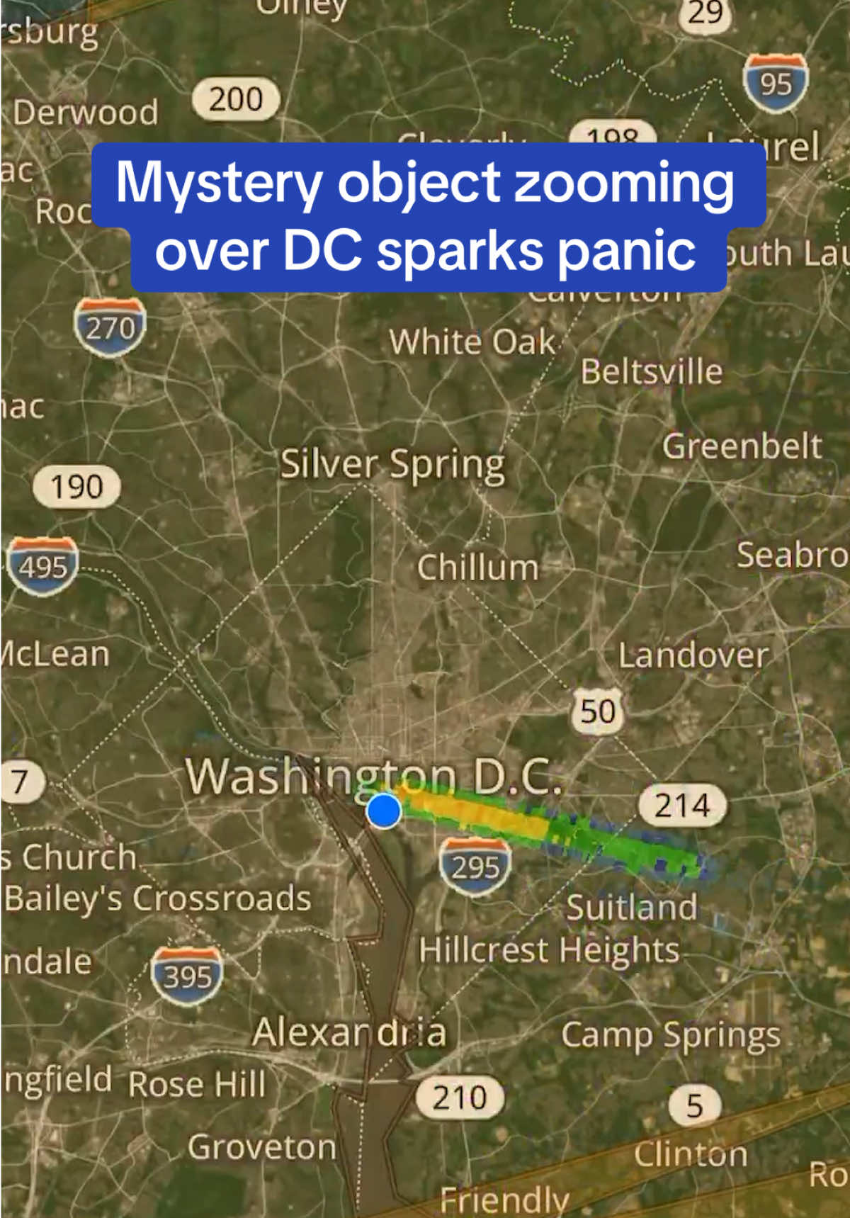 A mysterious streak appeared on weather radar over Washington, D.C., on Thursday, sparking theories of weather modification or visitors from another planet. Tap the link for the full story on DailyMail.com. Link in bio. #news #washingtondc #ufo #aliens #weather