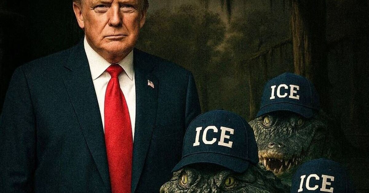 Trump visits 'Alligator Alcatraz' unveils ICE agents with bizarre alligator heads