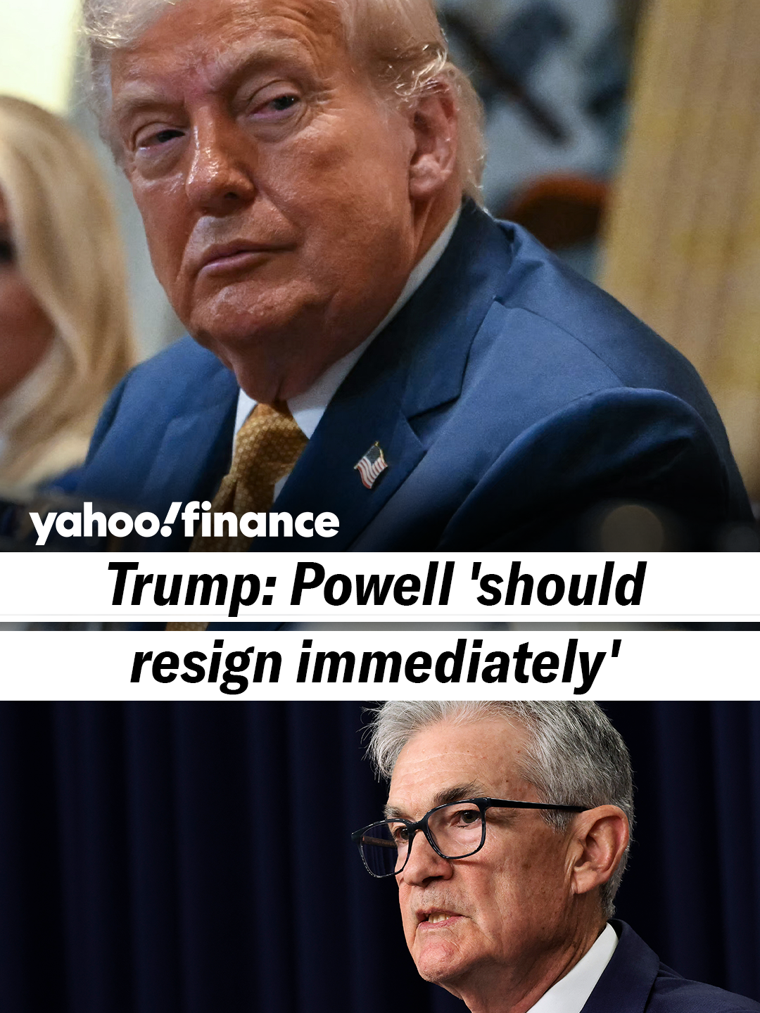 Trump: Powell "should resign immediately. We should get somebody in, that's going to lower interest rates." #yahoofinance #trump #powell #fed #federalreserve #bank #jeromepowell