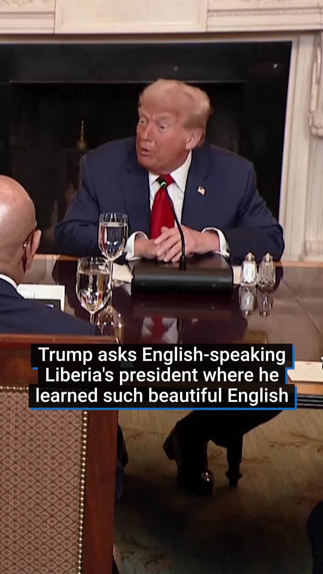While hosting leaders from five African countries at the White House, US President Donald Trump told Liberian President Joseph Boakai he spoke 'beautiful English' and asked where he learned English. Trump jokingly told Boakai that he had people with him who couldn't speak English nearly as well despite coming from the US. English is the west African nation's sole official language. #donaldtrump #news #liberia #usnews