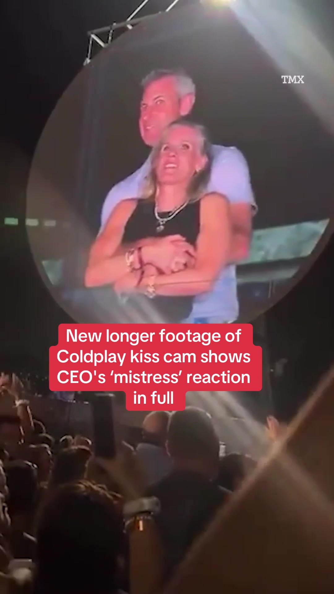 New footage of the agonising viral Coldplay kiss cam shows the full reaction of panicked “mistress” Kristin Cabot. #coldplay #kisscam #cheating #affair