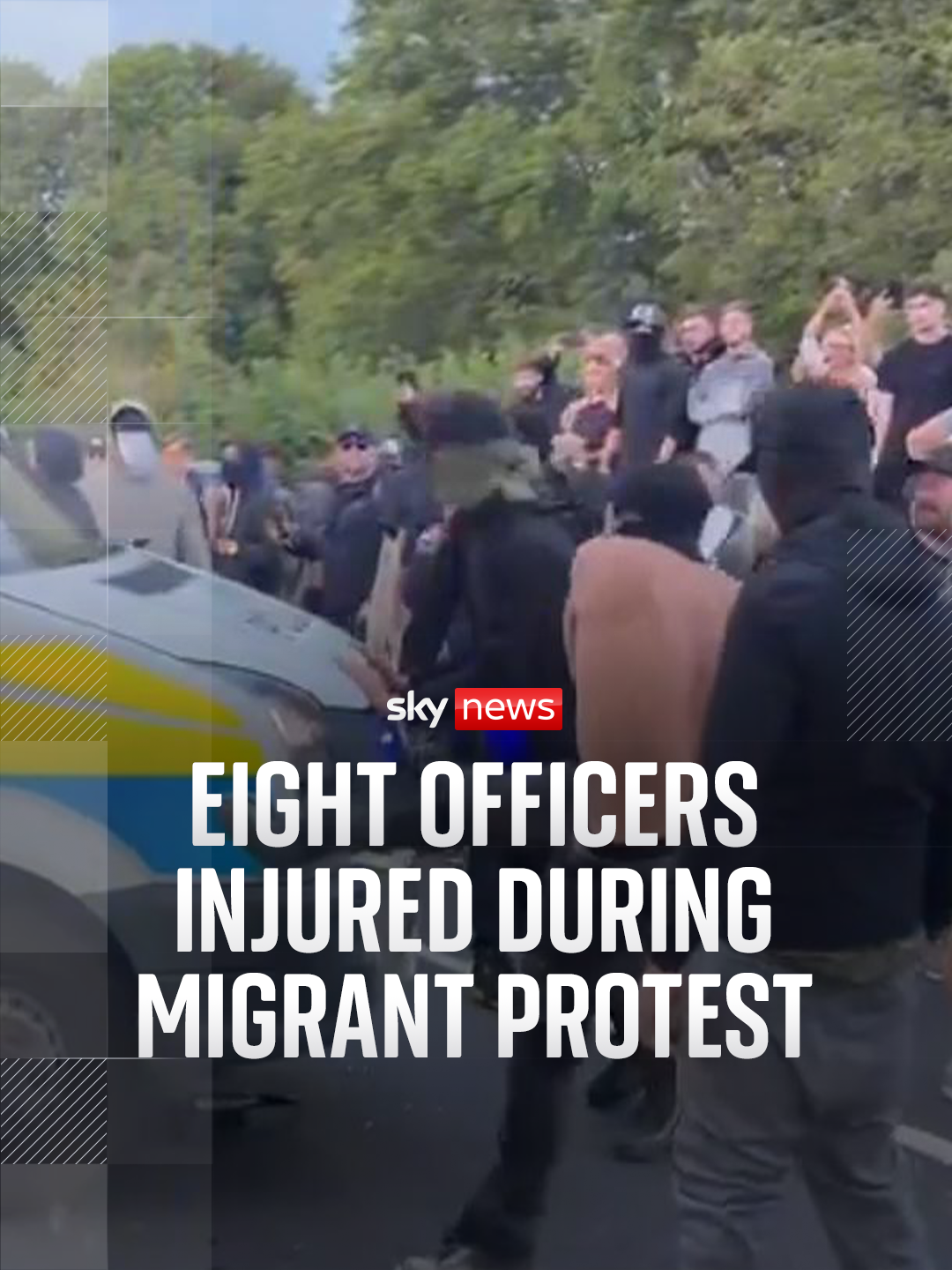 Essex Police says attacks against its officers are totally unacceptable and will not be tolerated, after violence erupted outside a hotel believed to be housing asylum seekers last night. #SkyNews #Essex #Epping