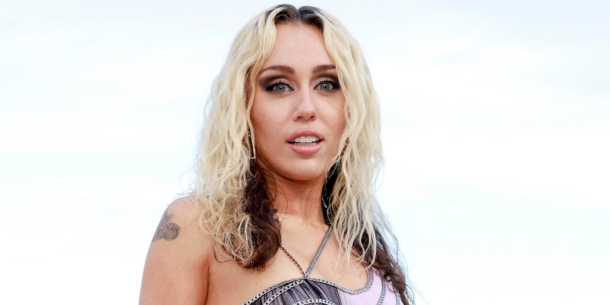 Miley Cyrus Makes a Silky Blue Lingerie Set Look So Effortless