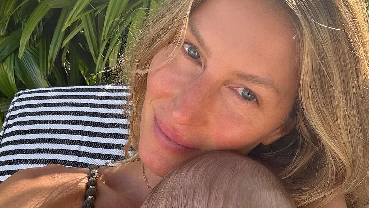 Gisele Bundchen offers rare insight into her daily life as she wears a swimsuit, holds her baby and plays pool with her beau