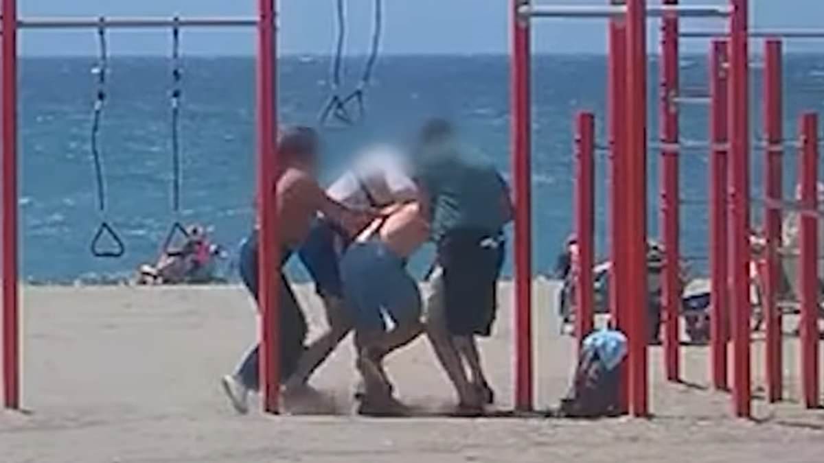 Moment fitness-obsessed dating app rapist who faked his own death before fleeing to the Costa del Sol is arrested by police while working out on the beach