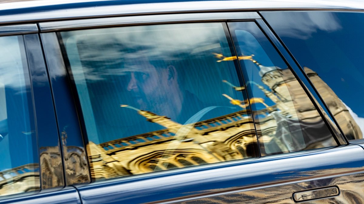 Prince Harry visits late Queen's grave in Windsor as he arrives in UK for four-day visit with William and Kate attending engagement just seven miles away