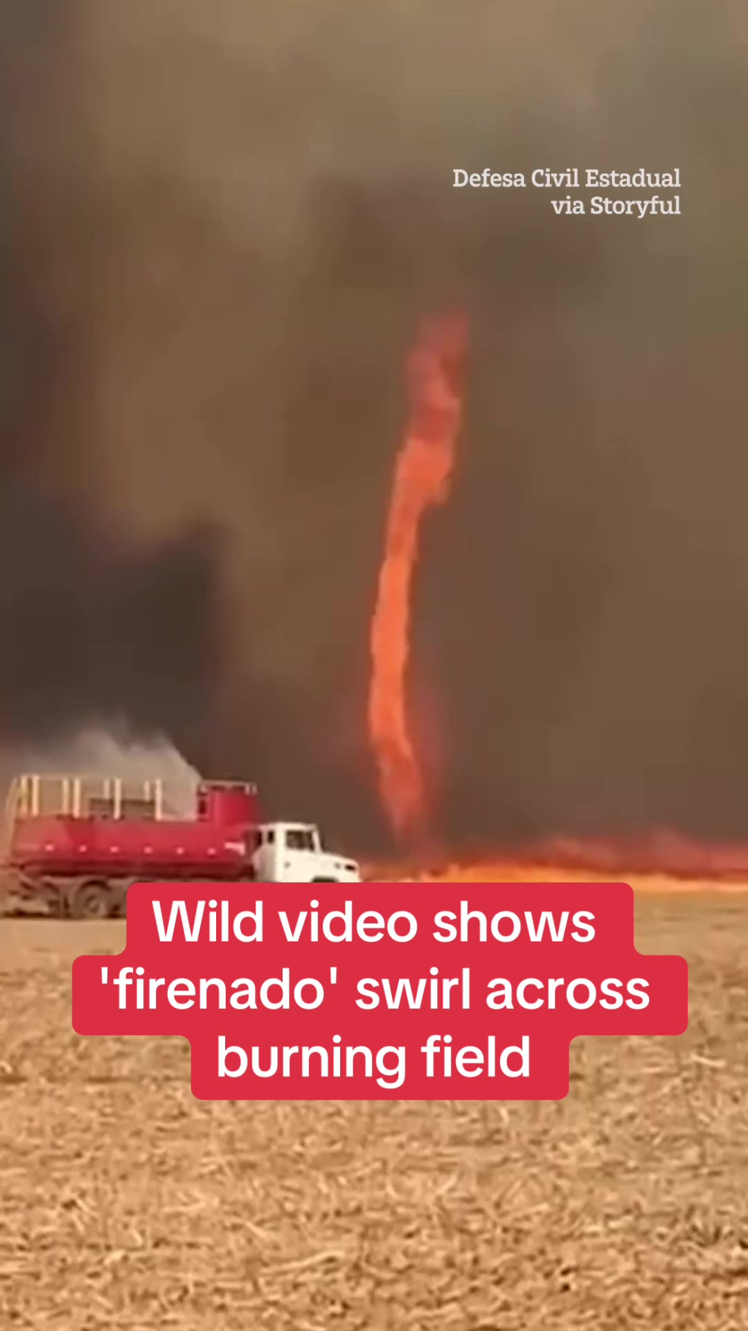 Wild video shows 'FIRENADO' swirl across burning field #wildfire #weather #dangerous #fire