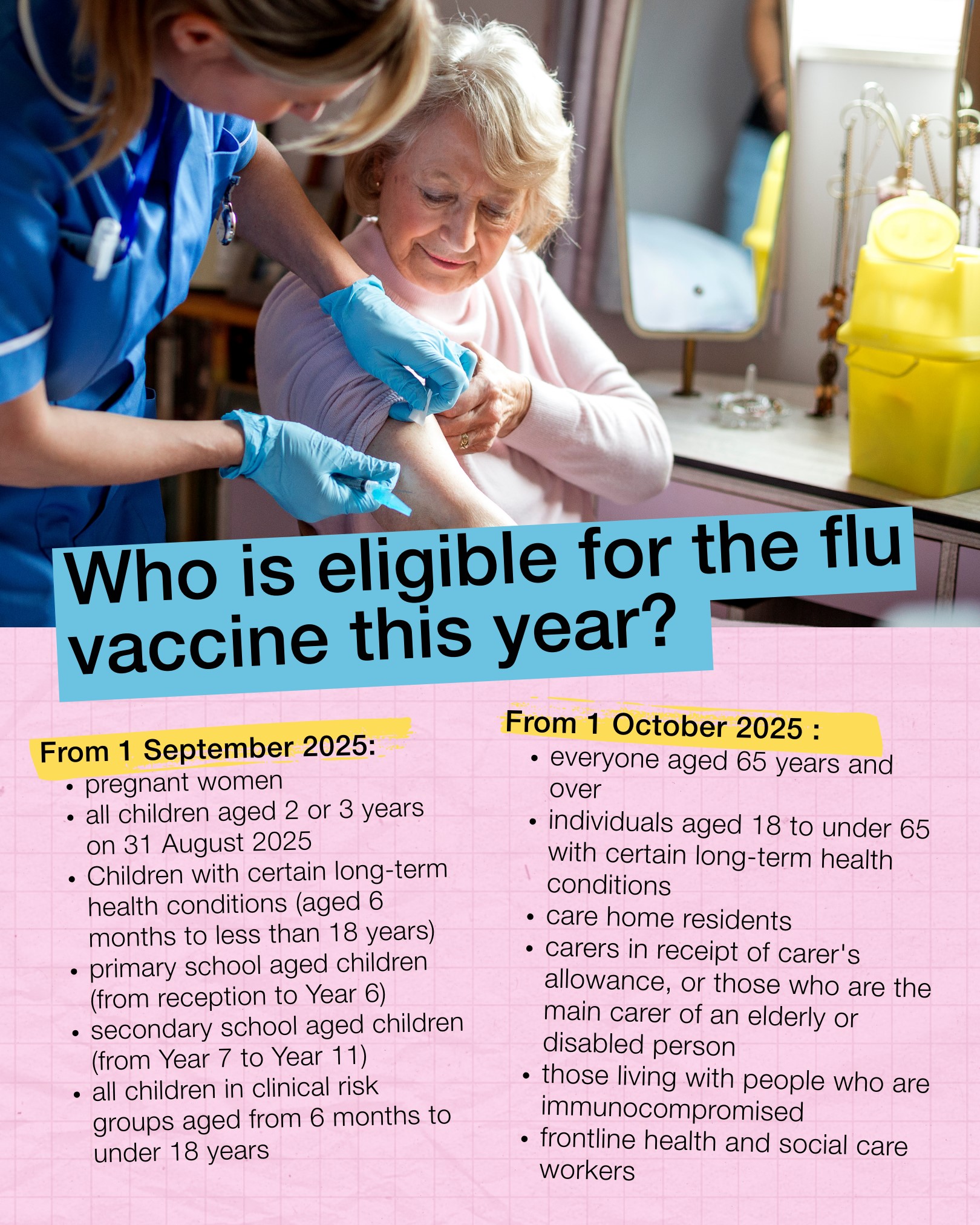 NHS launches flu and COVID jabs for eligible residents