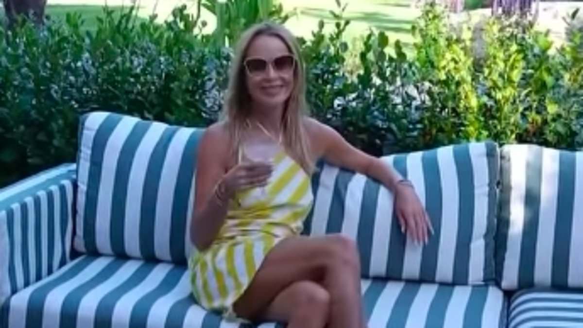 Amanda Holden shows off new 'California-style' garden at her £7M Surrey mansion complete with palm trees, colourful decor and a swanky outdoor kitchen after HUGE renovations