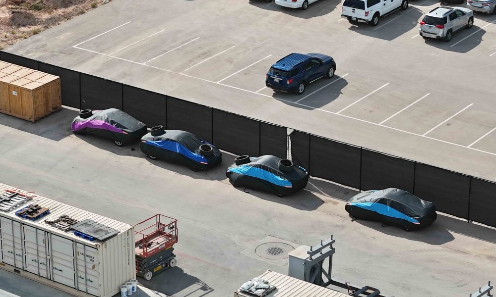 Multiple Tesla Cybercab units spotted at Giga Texas crash test facility