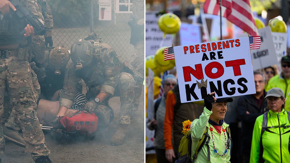 Tear gas fired outside Portland ICE facility at No Kings Day protest
