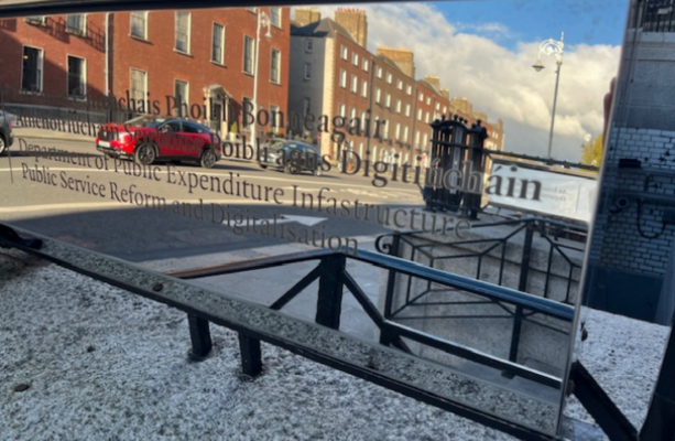 'Department of Infastructure' sign was installed on Kildare St after civil servants noticed typo