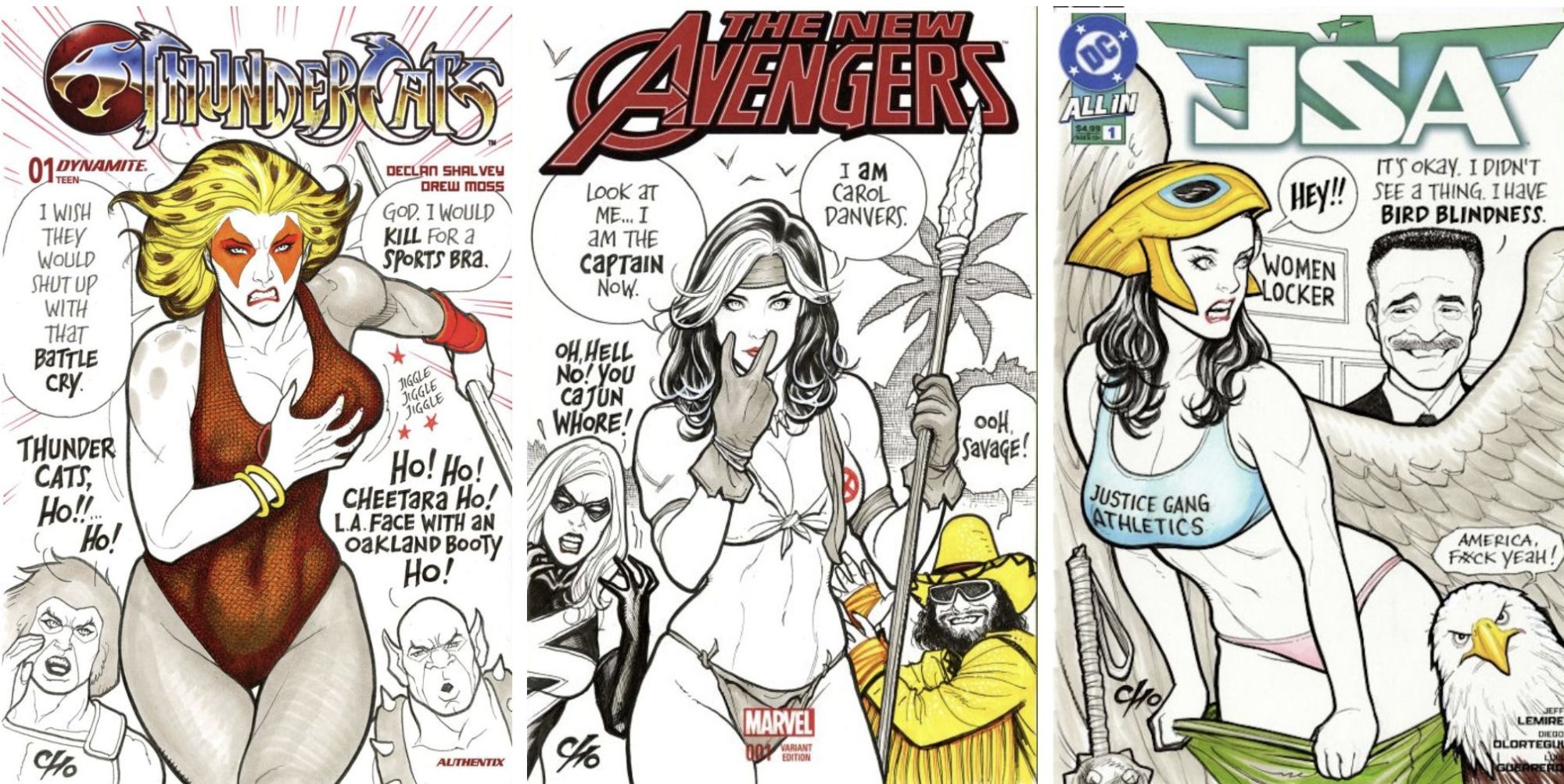 Frank Cho Outrage With Rogue, ThunderCats, Power Girl And Poison Ivy