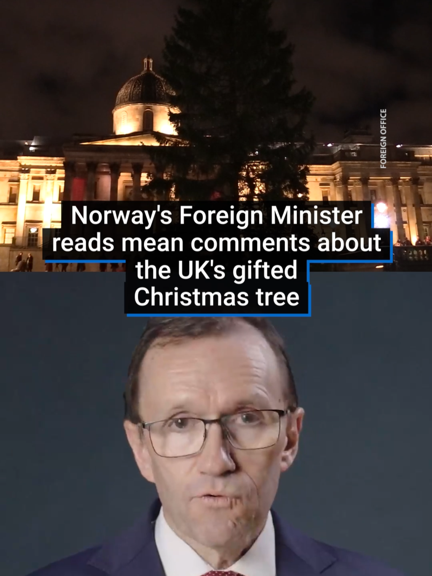 Norway is VERY aware of the hate against the Trafalgar Square Christmas tree... They've gifted the UK a tree every year since 1947, and The Minister of Foreign Affairs maintains that the nation is very proud of the tree.  We're obsessed with Espen Barth Eide's reactions. #trafalgarsquare #viralchristmas #norwaytiktok🇳🇴