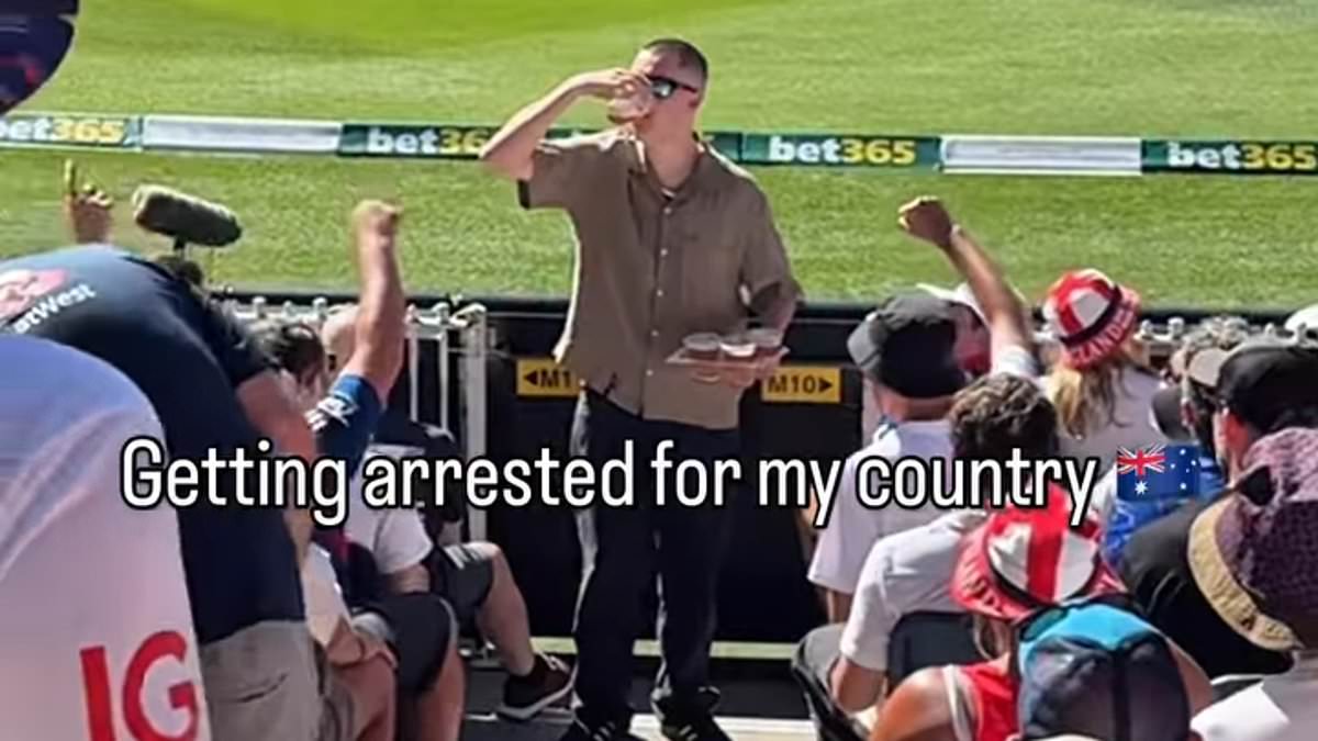 Fan proudly boasts he got 'arrested for my country' as he gets chucked out of the Boxing Day cricket for performing an Aussie tradition