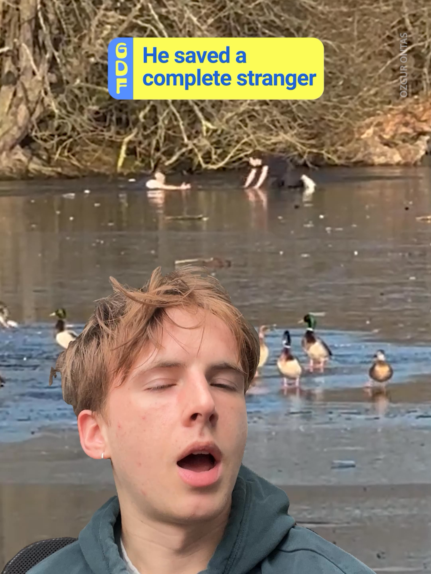 This is the moment an absolute hero crawled across a frozen lake to save a complete stranger who had fallen in. While it’s not clear how the stranger ended up in the water, the hero wasted no time and managed to pull the man toward the bank. However, the pair quickly realised the ice wasn’t thick enough to support them both, and the rescuer fell in as well. By some miracle, they both made it out, where paramedics were able to treat them. #gooddeedfeed #hero #frozenlake #news