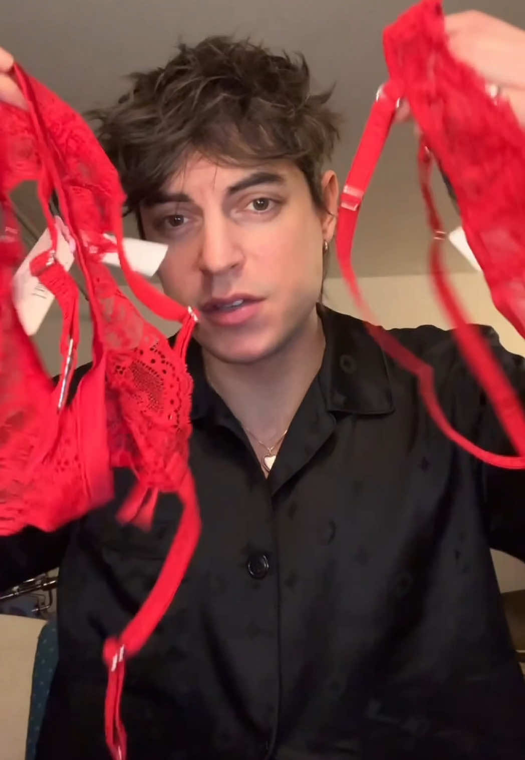 The try-on you’ve been waiting for 💋 @internetgentleman in our Men’s Silk Jacquard PJ Top & Pant #tryon #lingerie  #valentinesdaygift