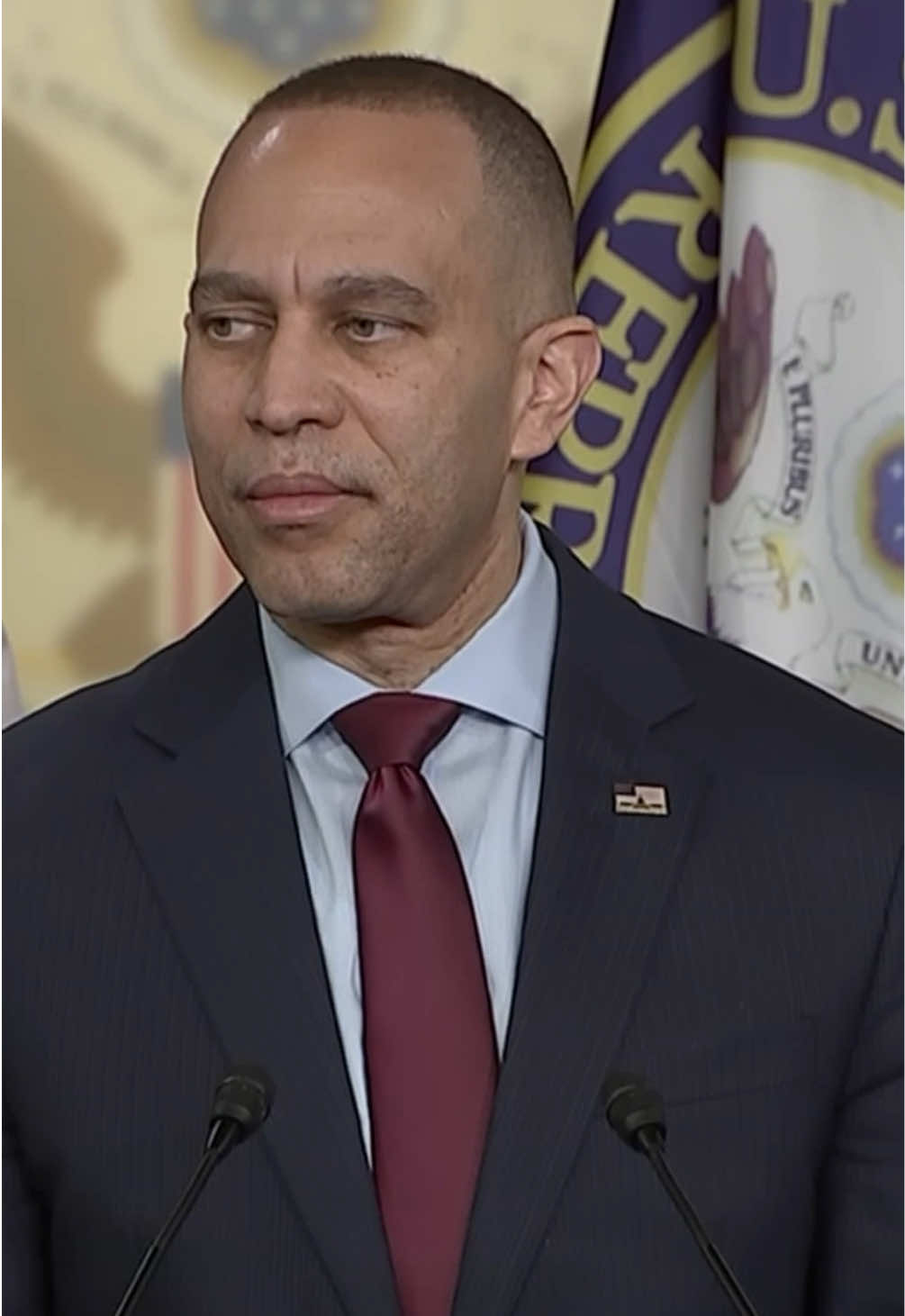 House Minority Leader Hakeem Jeffries (D-NY) on Wednesday called on the Maryland State Senate to hold a vote on a mid-decade redistricting plan Democrats hope will net them an additional seat in the midterms.   "The best course of action at this moment is to allow an up-or-down vote in the Maryland State Senate so that we have an opportunity to move forward in a transparent way, and see where things will land," Rep. Jeffries said after returning from a trip to Annapolis.   The Democratic leader, who is seeking to counter the GOP's own gerrymandering efforts, met with Maryland Gov. Wes Moore (D), who backs the plan, and State Senate President Bill Ferguson (D), who does not.   Mr. Ferguson op