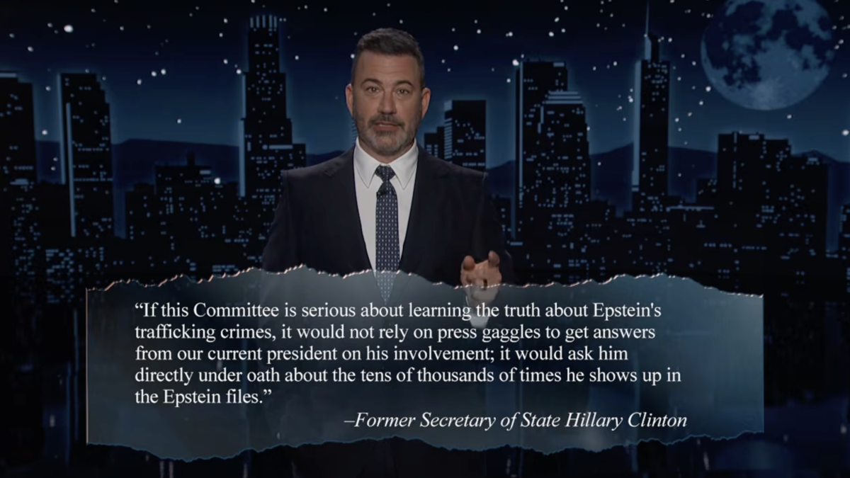 Jimmy Kimmel reacts to Hillary Clinton being forced to testify on Epstein
