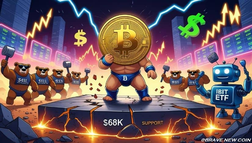 Bitcoin (BTC) Price Prediction: BTC Battles $68K Support While IBIT Stays Cautious Ahead of Possible $74K Liquidity Sweep