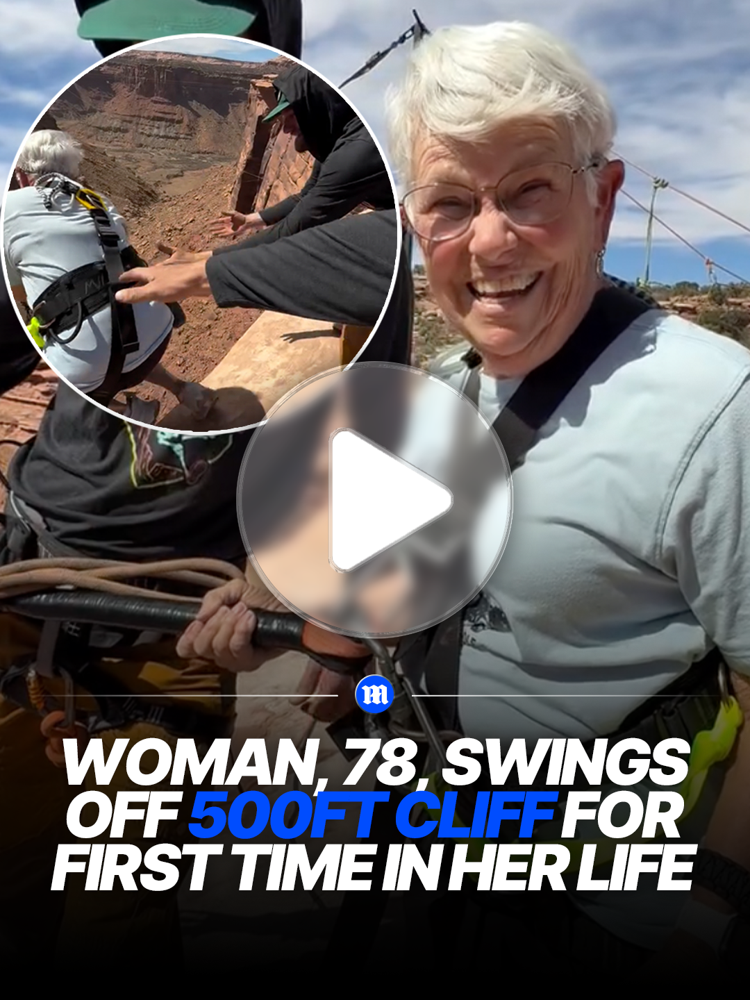 78-year-old Barbara proved that age is just a number when she took a daring leap off the USA’s longest rope swing, soaring 500ft across a canyon in Moab, Utah. She said she'd 'never done anything like this before,' moments before stepping off the cliff. The stunt, captured by Moab Swingers co-founder Andy Lewis, left onlookers inspired by her fearlessness. 'Never thought I’d get the chance to push an old lady off a cliff 😂 Barbara you did amazing at age 78 ❤️,' the caption of the video reads. 🎥 Credit via Instagram/moabswingers