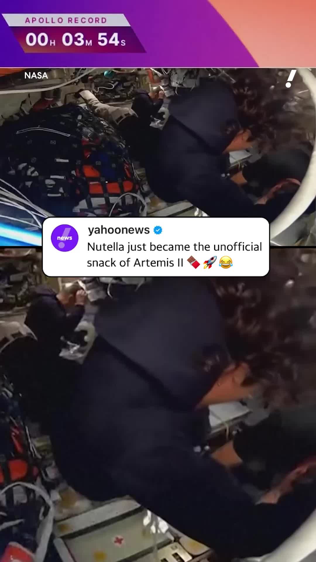 One small step for man, one giant leap for … Nutella? 🧑‍🚀🍫 Minutes before Artemis II astronauts traveled farther from Earth than any humans in history — surpassing the record set by Apollo 13 — a jar of Nutella floated through the spacecraft.