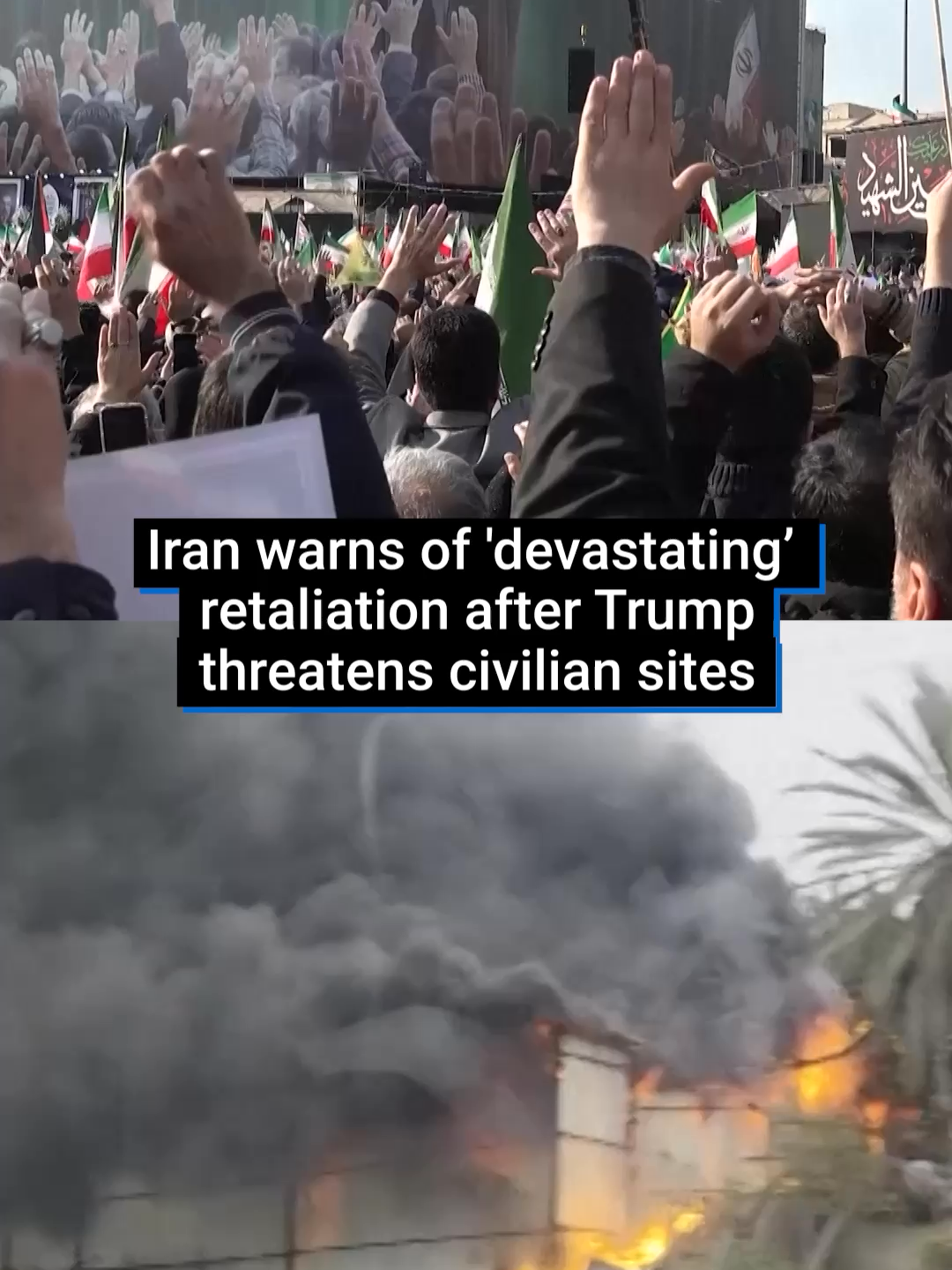 Trump told Iran to ‘open the F***in Strait’ or face ‘living in hell’ in a rant on Truth Social.  But Iran says if civilian sites are hit again, the next wave of retaliation will be ‘much more widespread.’  #iran #trump #worldnews #straitofhormuz