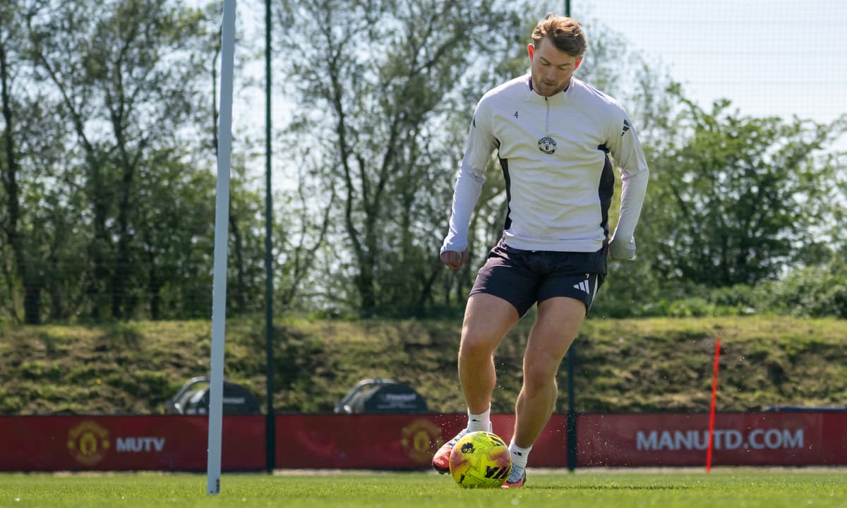 Manchester United: Matthijs de Ligt pictured in training after Michael Carrick update