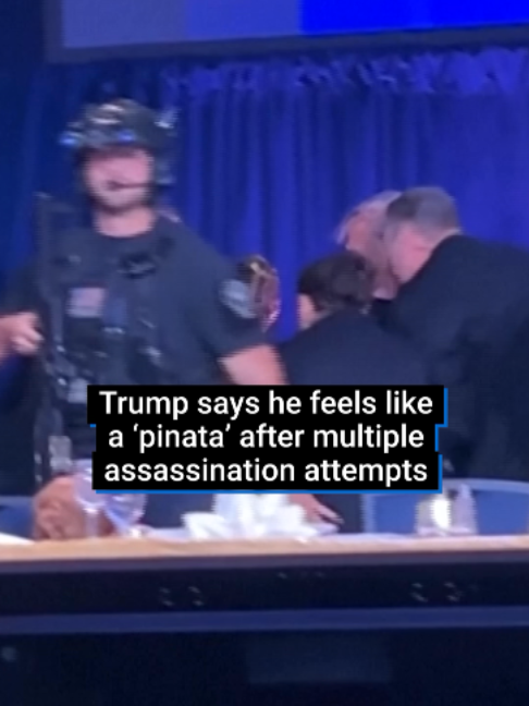 Donald Trump says he feels like a ‘piñata’ after facing multiple assassination attempts.  The shooting at the White House Correspondents’ dinner is seemingly the third assassination attempt on the US president in less than two years. #DonaldTrump #assassination #thewhitehouse #us