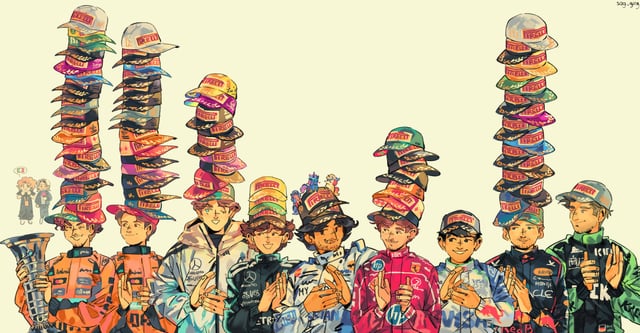 [Motor Sport] Another F1 Podium caps art Masterpiece from @sog_goog (Twitter) to finish off a brilliant 2025 Season!