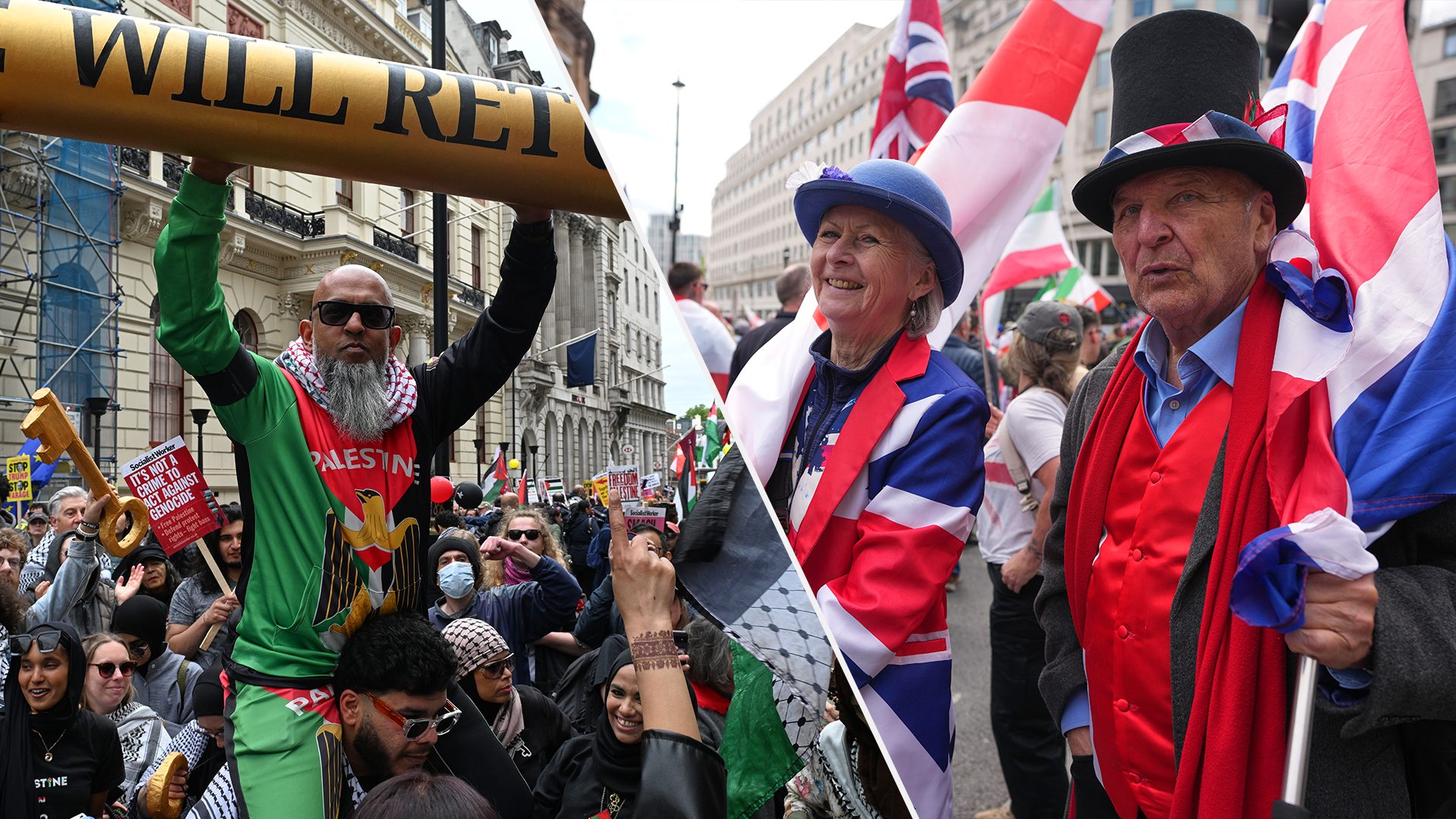 Rival marches in London as tens of thousands attend protests