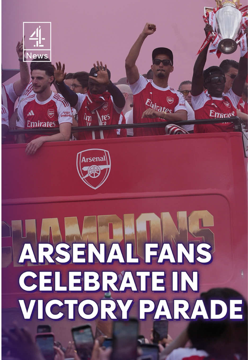 Thousands of Arsenal fans have been celebrating the team's Premier League title win on the streets of North London, despite losing last night's Champions League Final. #Arsenal #C4News