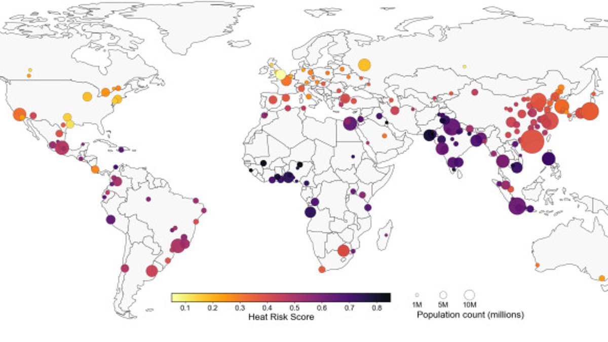 Revealed: The cities where people are most at risk from extreme heat as El Nino arrives - including several major tourist destinations
