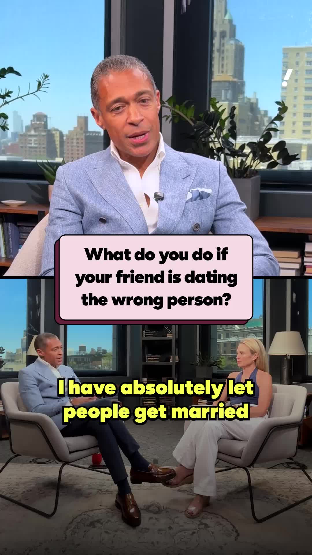 We all have that one friend with questionable taste when it comes to romantic partners (if you don't, sorry, you might be that friend 🫣). Amy Robach and T.J. Holmes get real about when it's OK to tell a friend you don't think their partner is right for them. Spoiler alert: It's almost never.