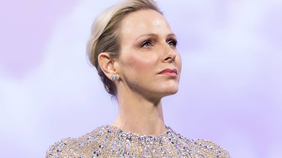 Princess Charlene sparkles in cascading crystal as she copies Kate Middleton