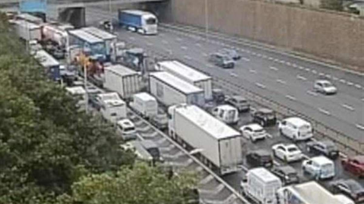 Drivers suffer hour-long delays on M25 motorway as blaze closes busy Dartford Crossing tunnel